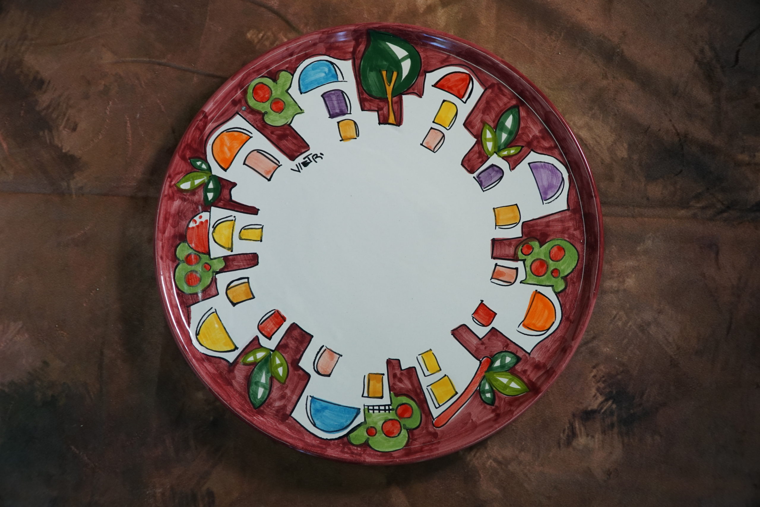 Piatto pizza decoro "casette"