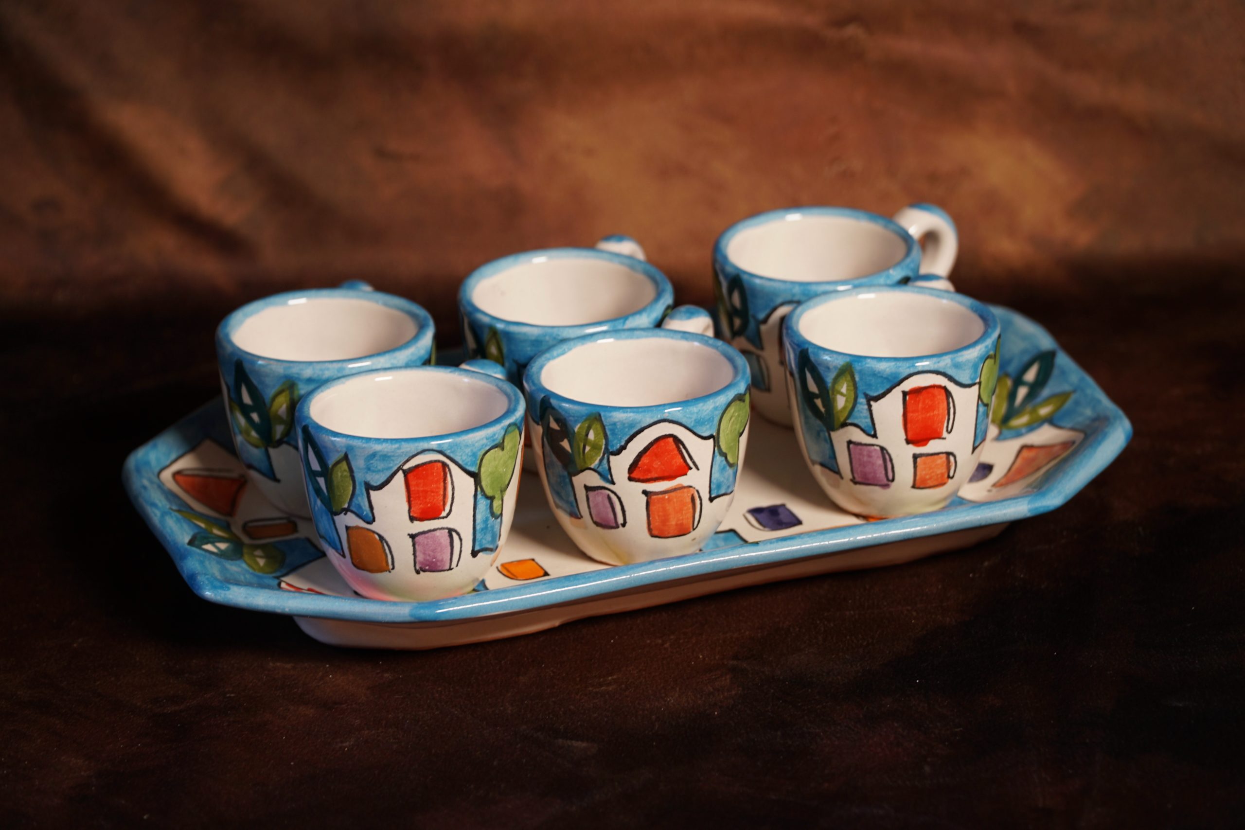 Set da caffè decoro casette - Ceramica Massimino